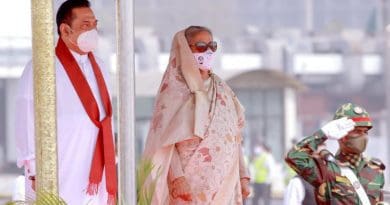 Sri Lanka's Prime Minister Mahinda Rajapaksa with Bangladesh's Prime Minister Sheikh Hasina. Photo Credit: Sri Lanka government