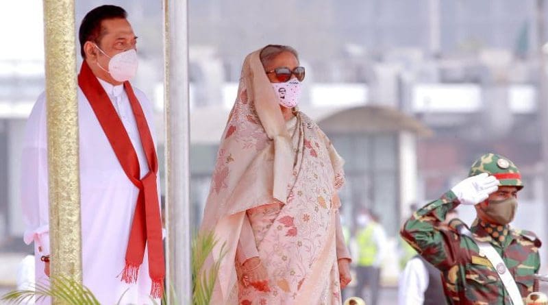 Sri Lanka's Prime Minister Mahinda Rajapaksa with Bangladesh's Prime Minister Sheikh Hasina. Photo Credit: Sri Lanka government