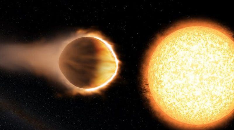A study suggests that exoplanets close to their stars may actually retain a thick atmosphere full of water. Above, an artist's illustration of the exoplanet WASP-121b, which appears to have water in its atmosphere. CREDIT Engine House VFX, At-Bristol Science Centre, University of Exeter