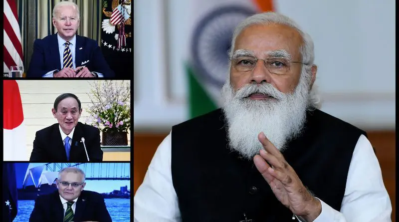 First Quadrilateral Leaders meeting Virtual Summit through video conferencing on March 12, 2021. Photo Credit: India PM Office
