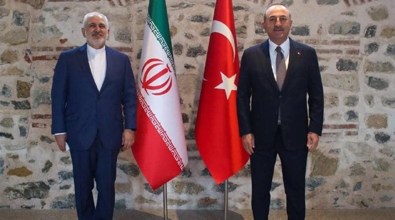 Foreign Minister of Iran Mohammad Javad Zarif with Turkish counterpart Mevlut Cavusoglu. Photo Credit: Tasnim News Agency
