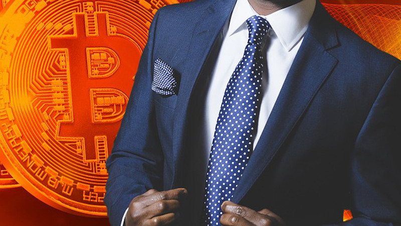 man Bitcoin Business Cryptocurrency Blockchain