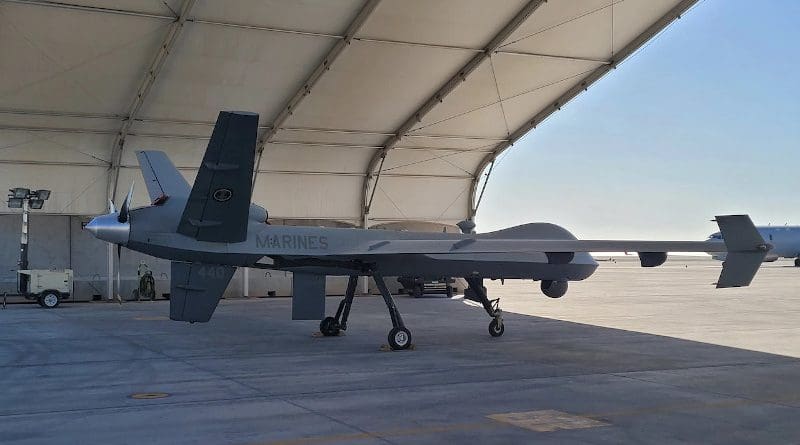 The Marine Corps’ first MQ-9A unmanned aerial vehicle sits at an undisclosed location in the U.S. Central Command's area of responsibility. Photo Credit: Marine Corps 1st Lt. John Coppola
