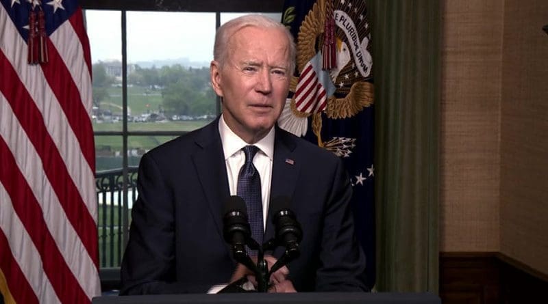 US President Joe Biden announce withdrawal of US troops from Afghanistan. Photo Credit: White House video screenshot