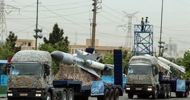 Iranian missiles on display in military parade. Photo Credit: Tasnim News Agency