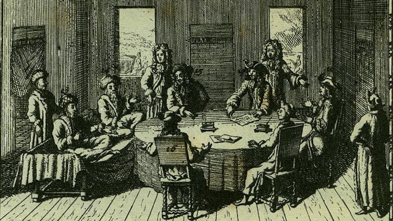 The signing of the Treaty of Karlowitz, which marked the end of the Holy League. Credit: Hungarian National Museum, Budapest, Historic Illustrations Collection, Wikipedia Commons