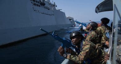 Sailors from the island country of Comoros, off the east African coast, prepare to participate in "visit, board, search and seizure" training aboard the Indian Talwar-class frigate INS Trikand during Exercise Cutlass Express in Djibouti. Photo Credit: Air Force Staff Sgt. Amy Picard