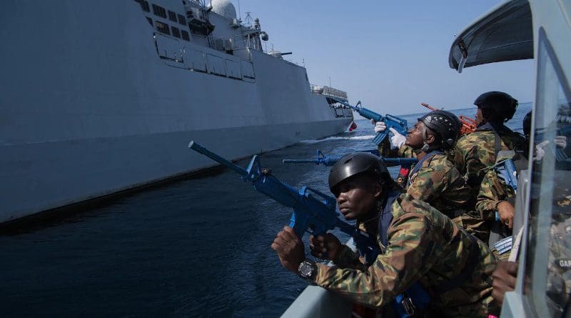 Sailors from the island country of Comoros, off the east African coast, prepare to participate in "visit, board, search and seizure" training aboard the Indian Talwar-class frigate INS Trikand during Exercise Cutlass Express in Djibouti. Photo Credit: Air Force Staff Sgt. Amy Picard
