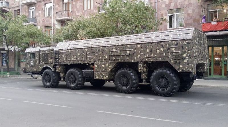 File photo of an Iskander missile of the Armenian army during a military parade in Yerevan. Photo Credit: Jonj7490, Wikipedia Commons