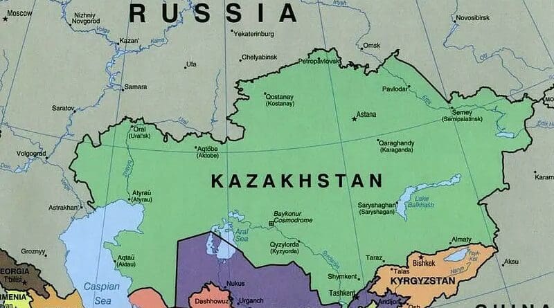 Map of Kazakhstan, with Russia to the north. Credit: CIA, Wikipedia Commons