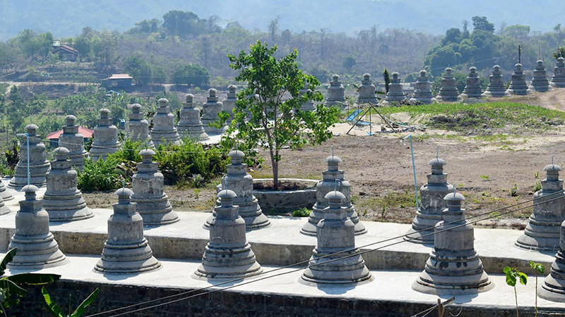 Mrauk-U structures on Mya Yadanar Hill in Thandwe Township, Arakan State, Myanmar. Photo Credit: DMG