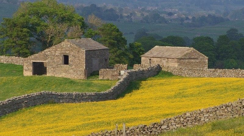 Farm England Great Britain Landscape Fields House Barn