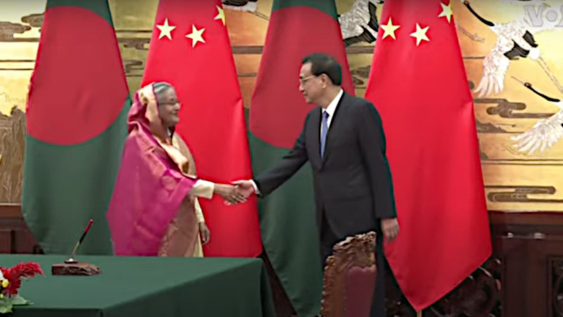 Bangladesh PM Sheikh Hasina and China PM Li Keqiang in Beijing, China. Photo Credit: VOA video screenshot