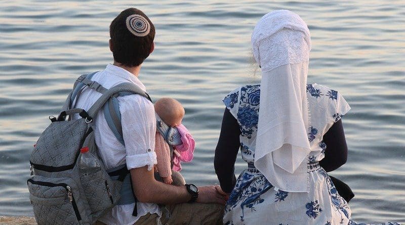 Family Israel Eilat Seafront Man Woman Child Baby