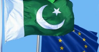 Flags of Pakistan and the European Union. Photo Credit: Mehr News Agency