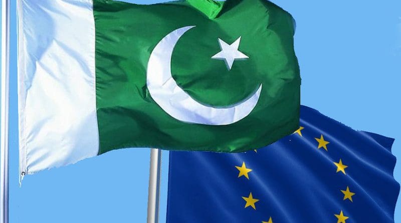 Flags of Pakistan and the European Union. Photo Credit: Mehr News Agency