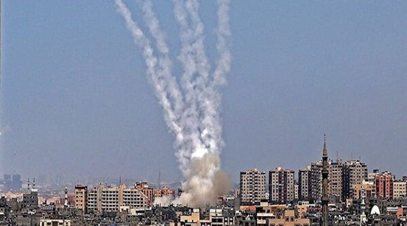 Hamas rockets landing in Jerusalem. Photo Credit: Mehr News Agency
