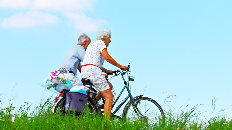 Person Man Woman People Couple Elderly Cycling
