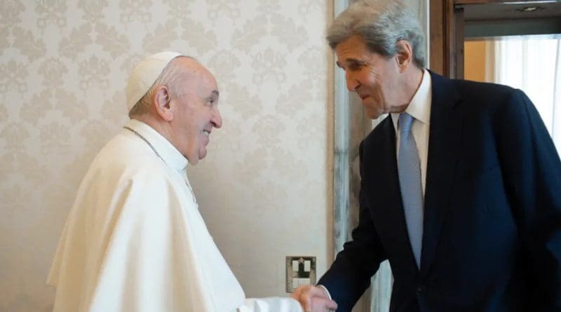 Pope Francis with US climate envoy John Kerry. Photo Credit: Vatican News.