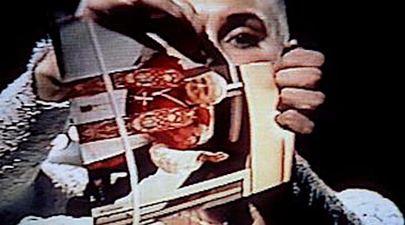 Sinead O'Connor, protesting the cover-up of Catholic Church sexual abuse cases, tore a picture of Pope John Paul II into many pieces on live television in 1992. Credit: Wikipedia Commons