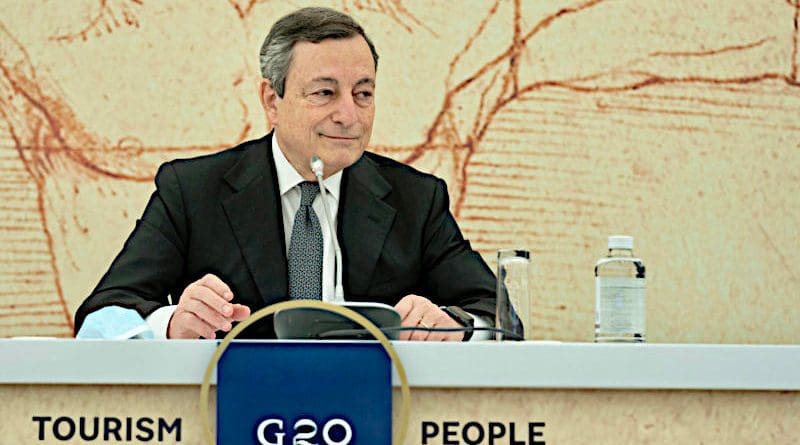 Italian Prime Minister Mario Draghi during a press conference after the G20 interministerial meeting on tourism in Rome, May 2021picture alliance / ANSA | CHIGI PALACE PRESS OFFICE/ FILIP ©