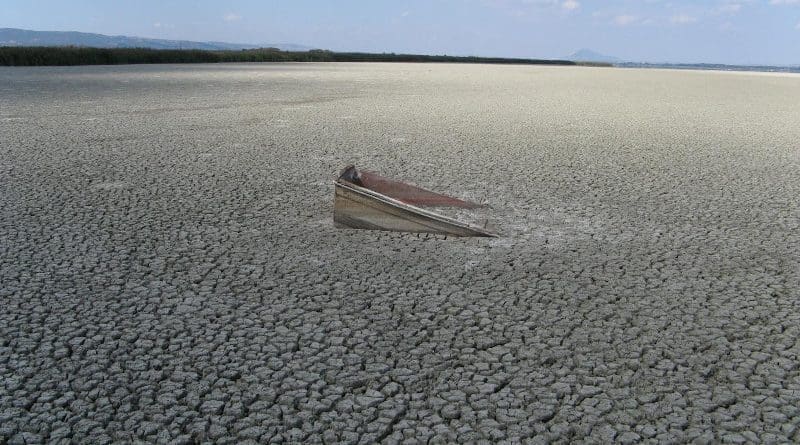 Lake Volvi (Greece) temporarily dries up as a consequence of excessive irrigation for agriculture paired with climate change - one of many examples of a freshwater system under human impact. CREDIT C. Albrecht (JLU)