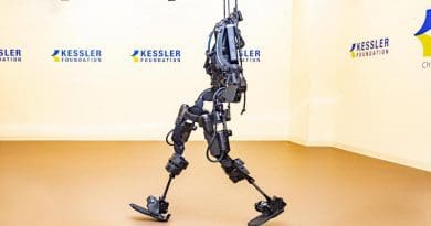 Two types of exoskeletons were used in this multi-site study, ReWalk and Ekso GT. This photo shows an Ekso GT in the Tim & Caroline Reynolds Center for Spinal Stimulation at Kessler Foundation CREDIT Kessler Foundation
