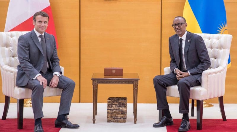 French President Emmanuel Macron meets with Rwanda's President Paul Kagame. Photo Credit: Rwanda Government