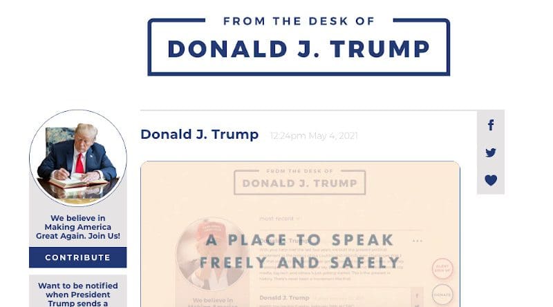 A screenshot from https://www.donaldjtrump.com/desk