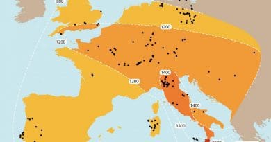 Map showing the spread of weighing technology in Bronze Age Europe (c. 2300-800 BC) CREDIT N Ialongo