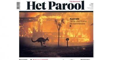 Het Parool front page featuring photo by Photojournalist Matthew Abbott CREDIT QUT