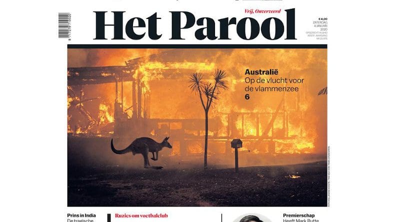 Het Parool front page featuring photo by Photojournalist Matthew Abbott CREDIT QUT