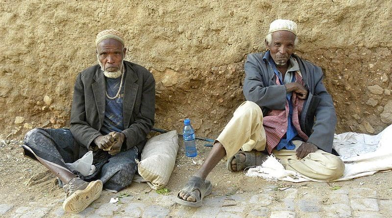 Harari men consuming khat in the street of Harar, Ethiopia. Photo Credit: Italian boy, Wikipedia Commons