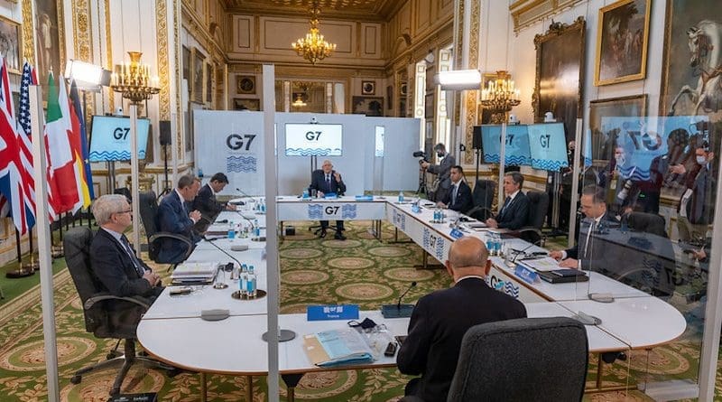 Secretary Antony J. Blinken participates in a G7 Session on China, in London, United Kingdom, on May 4, 2021. [State Department Photo by Ron Przysucha/ Public Domain]