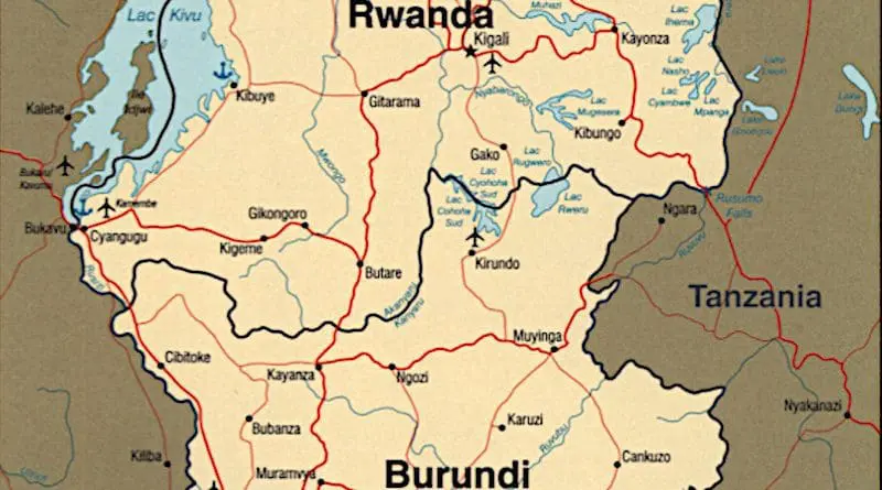 Locations of Burundi and Rwanda in Africa. Credit: CIA World Factbook