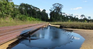 Oil spill from San Jacinto facility, Doce de Octubre indigenous community in the Tigre river basin, Loreto, Peru. CREDIT (Photo: Jean Pierre, OPIKAFPE)