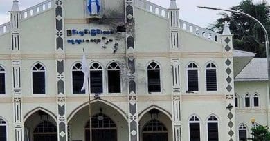 Our Lady, Queen of Peace Church in Demoso township was damaged by military shelling on June 6. (Photo: CJ)