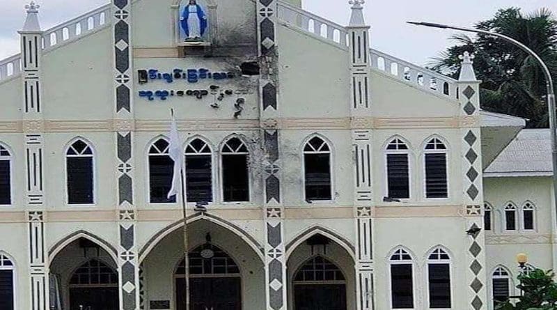 Our Lady, Queen of Peace Church in Demoso township was damaged by military shelling on June 6. (Photo: CJ)