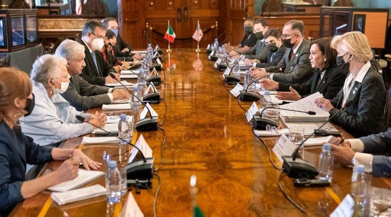 Mexico's President Andrés Manuel López Obrador holds talks with US Vice President Kamala Harris. Photo Credit: The White House