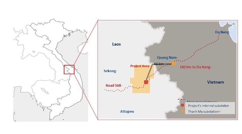 Location of Mitsubishi Corporation onshore wind farm located in Sekong and Attapeu Provinces in southern Laos. Credit: Mitsubishi Corporation