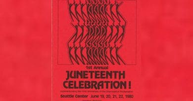Flyer for a 1980 Juneteenth celebration at the Seattle Center. Credit: Seattle Municipal Archives, Wikipedia Commons