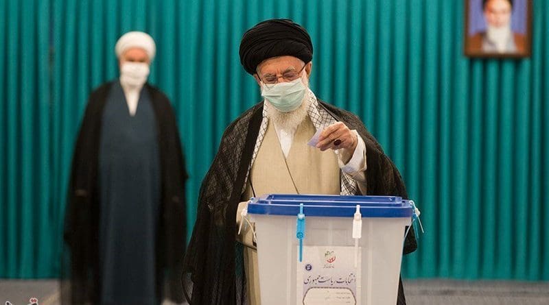 Leader of the Islamic Revolution Ayatollah Seyed Ali Khamenei casts a ballot in Iran’s presidential election. Photo Credit: Tasnim News Agency