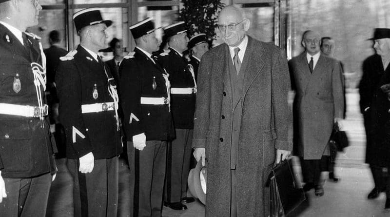 On 19 March 1958, the first meeting of the European Parliamentary Assembly was held in Strasbourg under the Presidency of Robert Schuman. Photo Credit: Europeana Collections, Wikipedia Commons