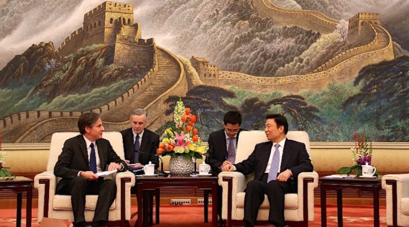 Deputy Secretary of State Antony "Tony" Blinken meets with Chinese Executive Vice Foreign Minister Zhang Yesui at the Ministry of Foreign Affairs in Beijing, China, on February 11, 2015. [State Department photo/ Public Domain]