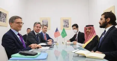 Saudi Arabia's Prince Faisal bin Farhan and US' Antony Blinken meet on the sidelines of the G20 Foreign Affairs Ministers' meeting. (SPA)