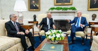US President Joe Biden with Afghanistan's President Ashraf Ghani and Abdullah Abdullah, the chairman of Afghanistan’s High Council for National Reconciliation. Photo Credit: The White House