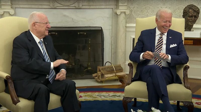 Israel's President Reuven Rivlin with US President Joe Biden at the White House. Photo Credit: Screenshot White House video