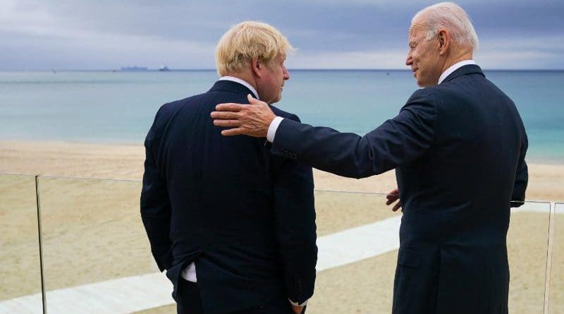 UK Prime Minister Boris Johnson with US President Joe Biden at G-7 Summit in Cornwall, England. Photo Credit: The White House