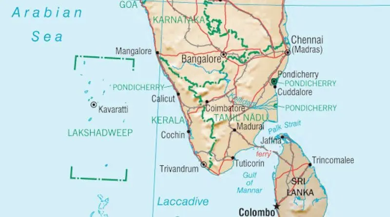 Location of Lakshadweep Islands to mainland India. Credit: CIA World Factbook