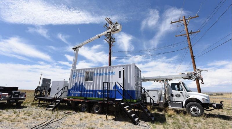 To demonstrate the ability of the Constrained Cyber Communication device to block a cyberattack on the power grid, researchers constructed a 36-foot long mobile substation and connected it to INL's full-scale Power Grid Test Bed. CREDIT Chris Morgan, Idaho National Laboratory